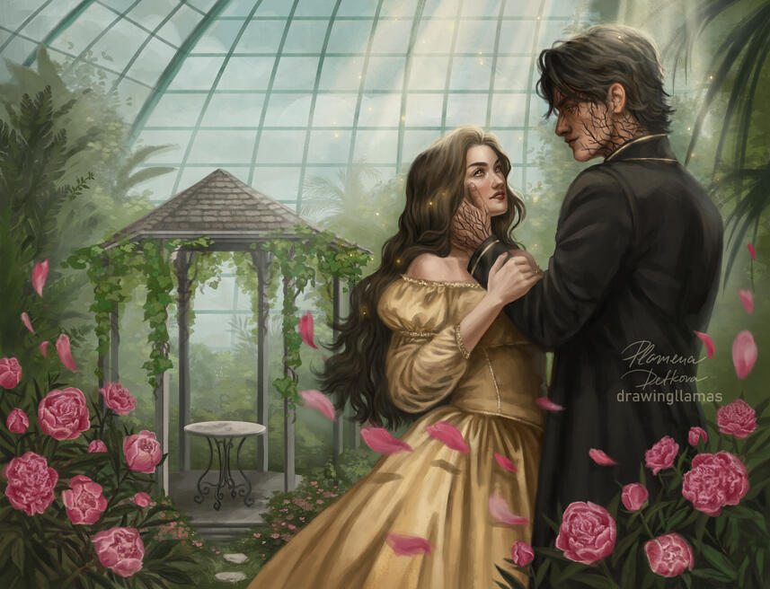 Endpaper illustration for A Court of Shadows and Ice special edition by Page & Wick